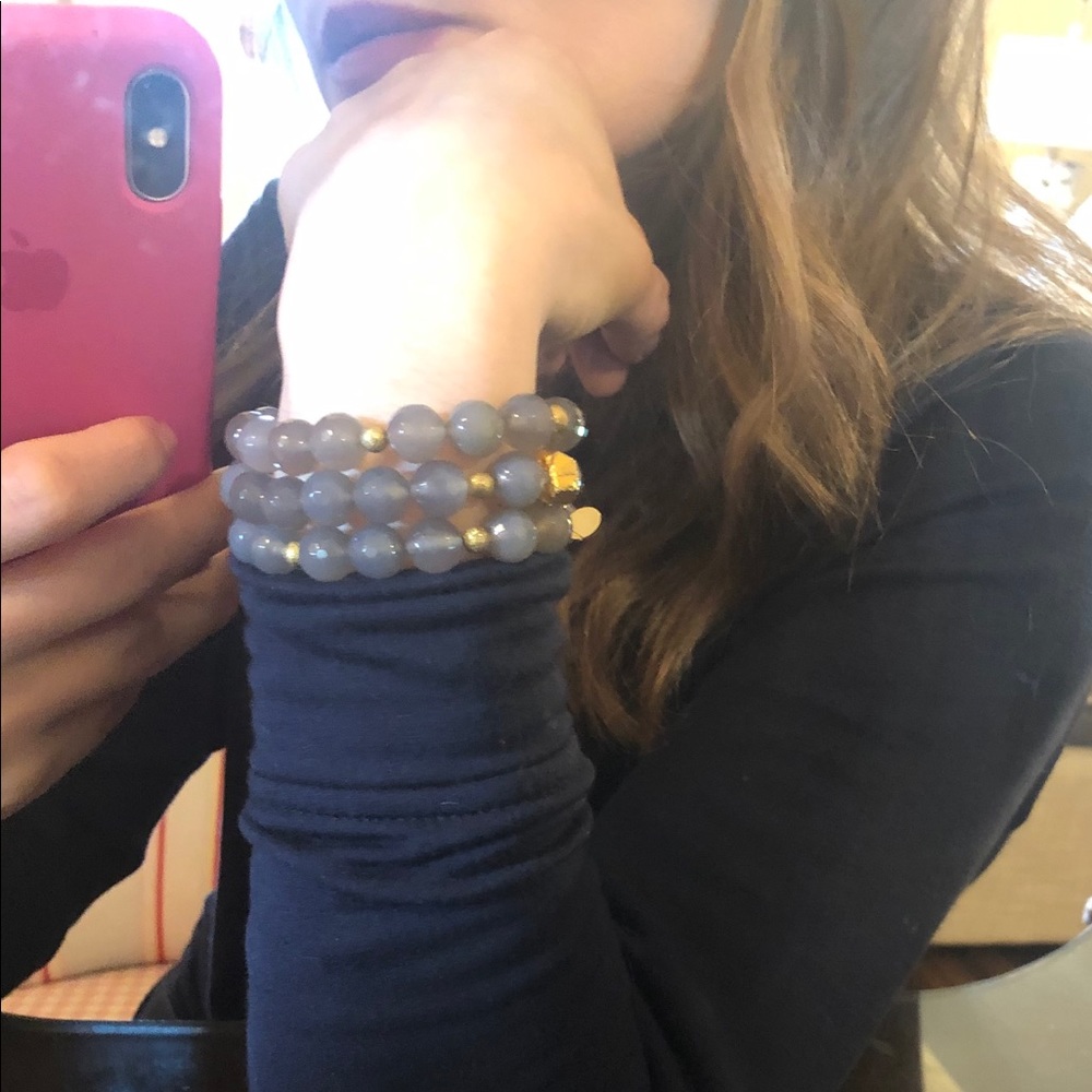 Lavender/Gold Beaded Bracelet Trio